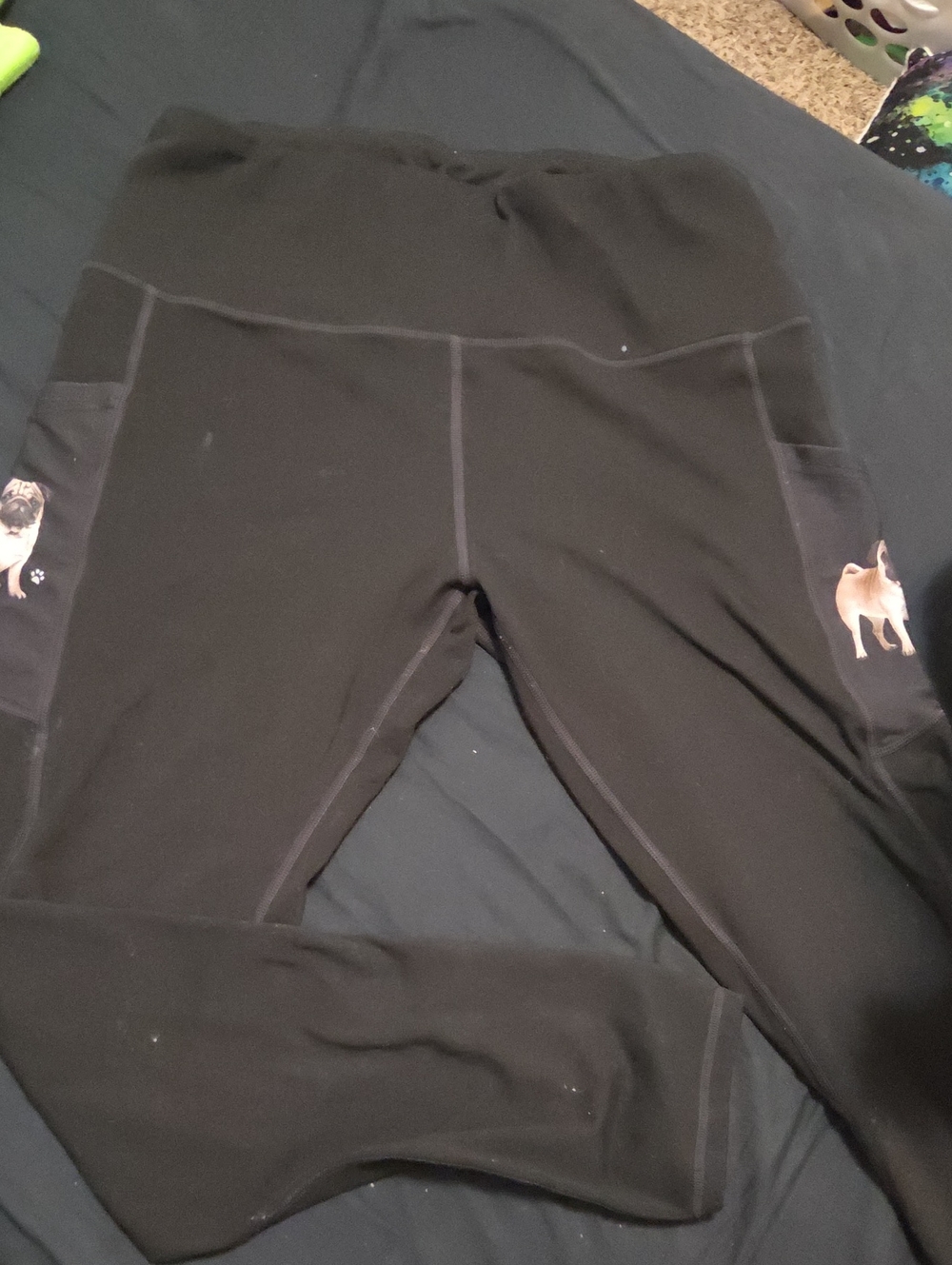 Black Pug Leggings With Pockets